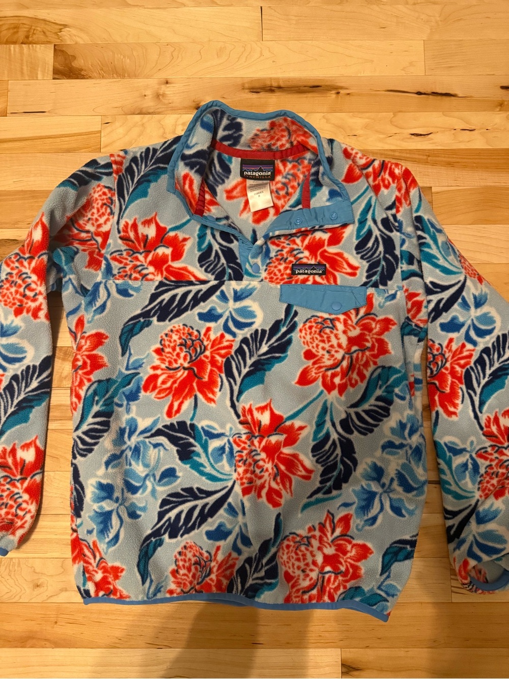 RARE Patagonia Synchilla Snap-T Manoa Floral Hawaiian Fleece SURFER Hibiscus M
